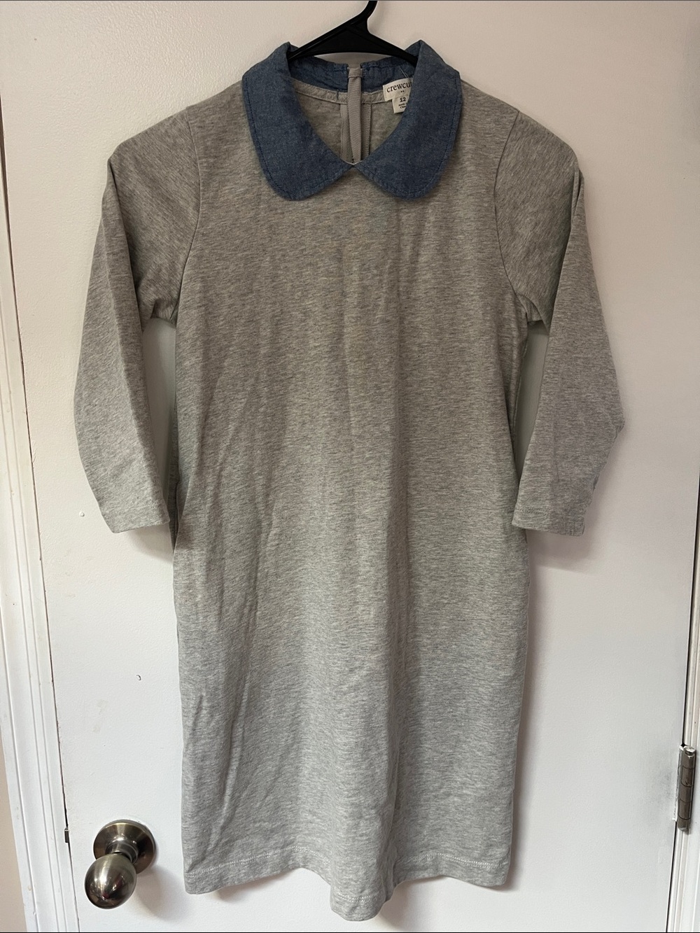 Crewcuts Grey Knit Dress with Blue Collar